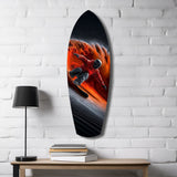 Snowboarder Fire Trail Adrenaline Glass Wall Art.