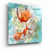 Fox And Mouse Glass Wall Art - 40x40 cm