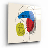 Tableau en verre Visage Lineart - 40x40 cm