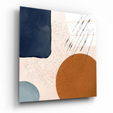 Formas abstractas circulares terracota cuadro de cristal - 40x40 cm