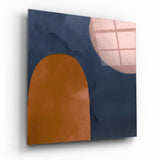 Formes abstraites en arche terracotta tableau en verre - 40x40 cm