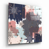 Stelle a otto punte blu navy e rosa cipria quadro in vetro - 40x40 cm