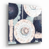 Ruota zodiacale, sole e luna quadro in vetro - 40x40 cm
