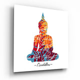 Buddha-Silhouette mit Spruch Glasbild - 40x40 cm