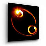 Symbole du Cancer à la spirale de lumière ardente tableau en verre - 40x40 cm