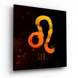 Orange Gradient Ember Sky Leo Glass Wall Art - 40x40 cm