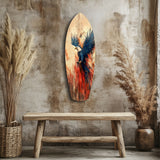 Aquila americana dalle ali blu su tavola da surf quadro in vetro - 90x30 cm