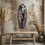 American Eagle Surfboard Glass Wall Art - 90x30 cm