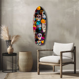 Colorful Skulls Glass Wall Art