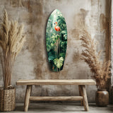 Glasbild Tropisches Flamingo-Paradies - 90x30 cm