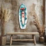 Teal Jellyfish Skull Surfboard Glass Wall Art - 90x30 cm