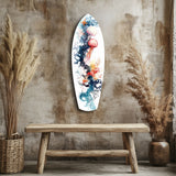 Tavola da surf con meduse e barriera corallina quadro in vetro - 90x30 cm