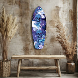 Tabla de surf con calaveras de nubes índigo cuadro de cristal - 90x30 cm