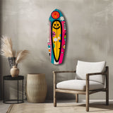 Smiley Surfing Glass Wall Art