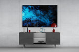 Blue Smoke Glass Wall Art.