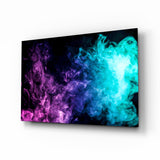 Rosa zu Türkis Rauchexplosion Glasbild - 72x46 cm