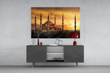 Blue Mosque Glass Wall Art