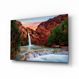 Tramonto sulle Cascate del Canyon nel Deserto quadro in vetro - 72x46 cm