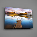 Lake Landscape Glass Wall Art.