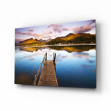 Muelle de Madera hacia el Lago Tranquilo cuadro de cristal - 72x46 cm