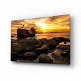 Ship Wreck Glass Wall Art - 72x46 cm