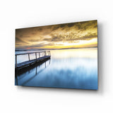 Alba Dorata Molo Tranquillo quadro in vetro - 72x46 cm