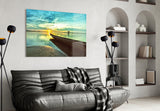 Kayak on the Beach and Sunset Glass Wall Art.