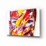 Regenbogenfarbe Bedecktes Gesicht Glasbild - 72x46 cm