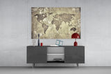 World Map Glass Wall Art.