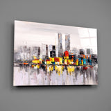 Abstract City Glass Wall Art.