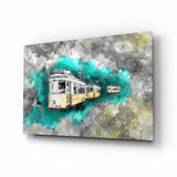 Illustration Tram Glass Wall Art.