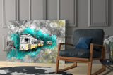 Illustration Tram Glass Wall Art.