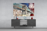 Illustration bridge Glass Wall Art.