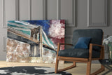 Illustration bridge Glass Wall Art.