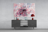 Illustration Bicycle Glass Wall Art.