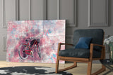 Illustration Bicycle Glass Wall Art.