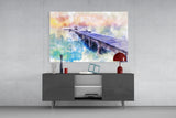 Illustration Dock Glass Wall Art.