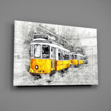 Yellow Tram Basel Glass Wall Art.