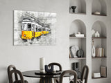 Yellow Tram Basel Glass Wall Art.