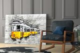 Yellow Tram Basel Glass Wall Art.