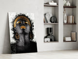 African Woman Portrait Glass Wall Art.