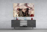 Girl in Retro Hat Glass Wall Art.