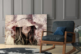 Girl in Retro Hat Glass Wall Art.