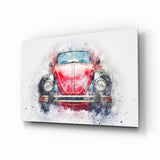 Retro Bubble Car Glass Wall Art - 72x46 cm