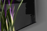 Purple Flowers Glass Wall Art.