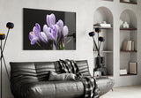 Purple Flowers Glass Wall Art.