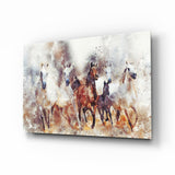 Mandria di Cavalli ad Acquerello quadro in vetro - 72x46 cm
