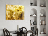 Yellow Abstract Pattern Glass Wall Art.