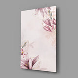 Pink Flower Pattern Glass Wall Art.