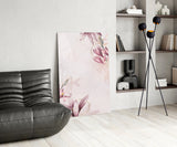 Pink Flower Pattern Glass Wall Art.